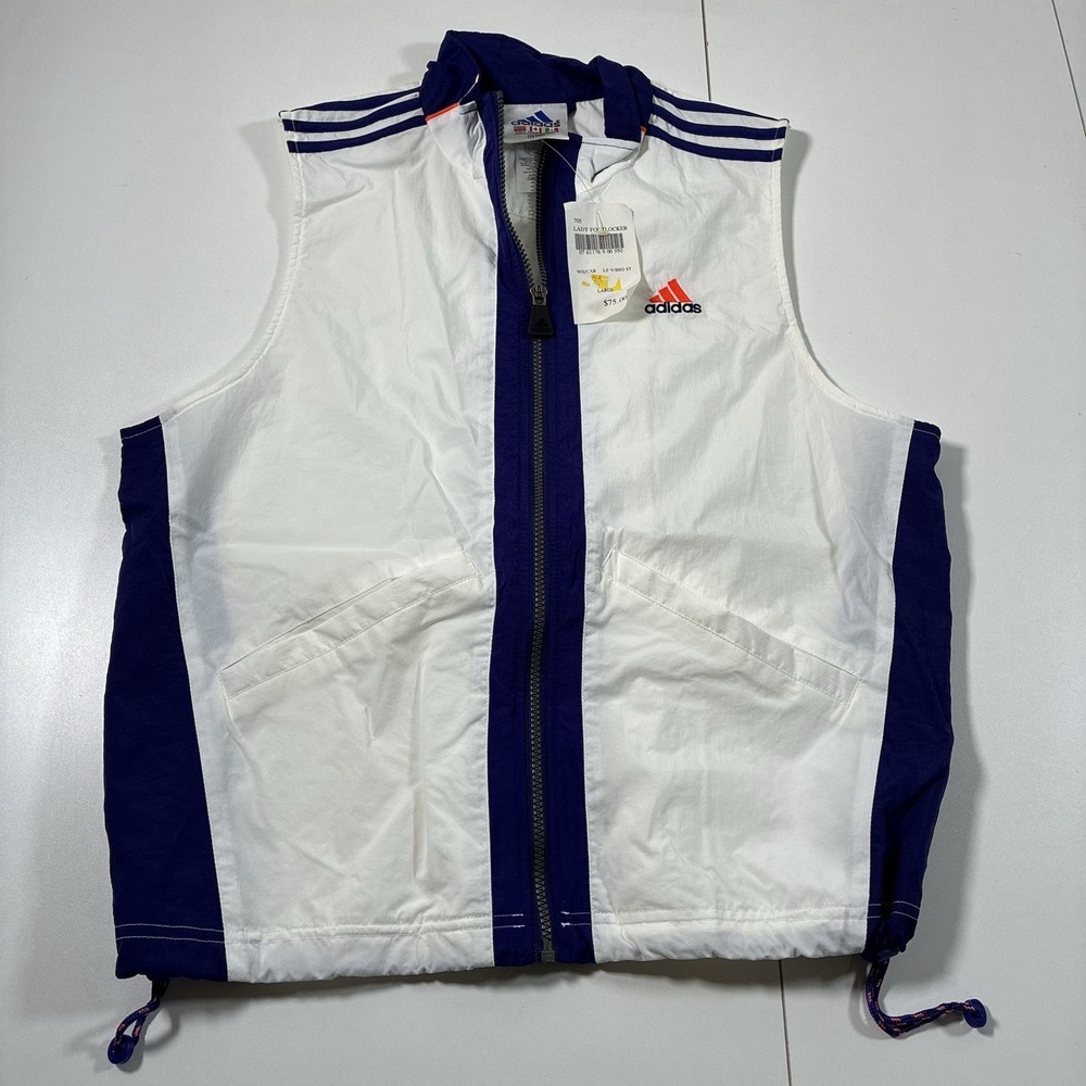NEW Vintage 90s Adidas Windbreaker Vest Women's Large‎ Nylon Deadstock NWT